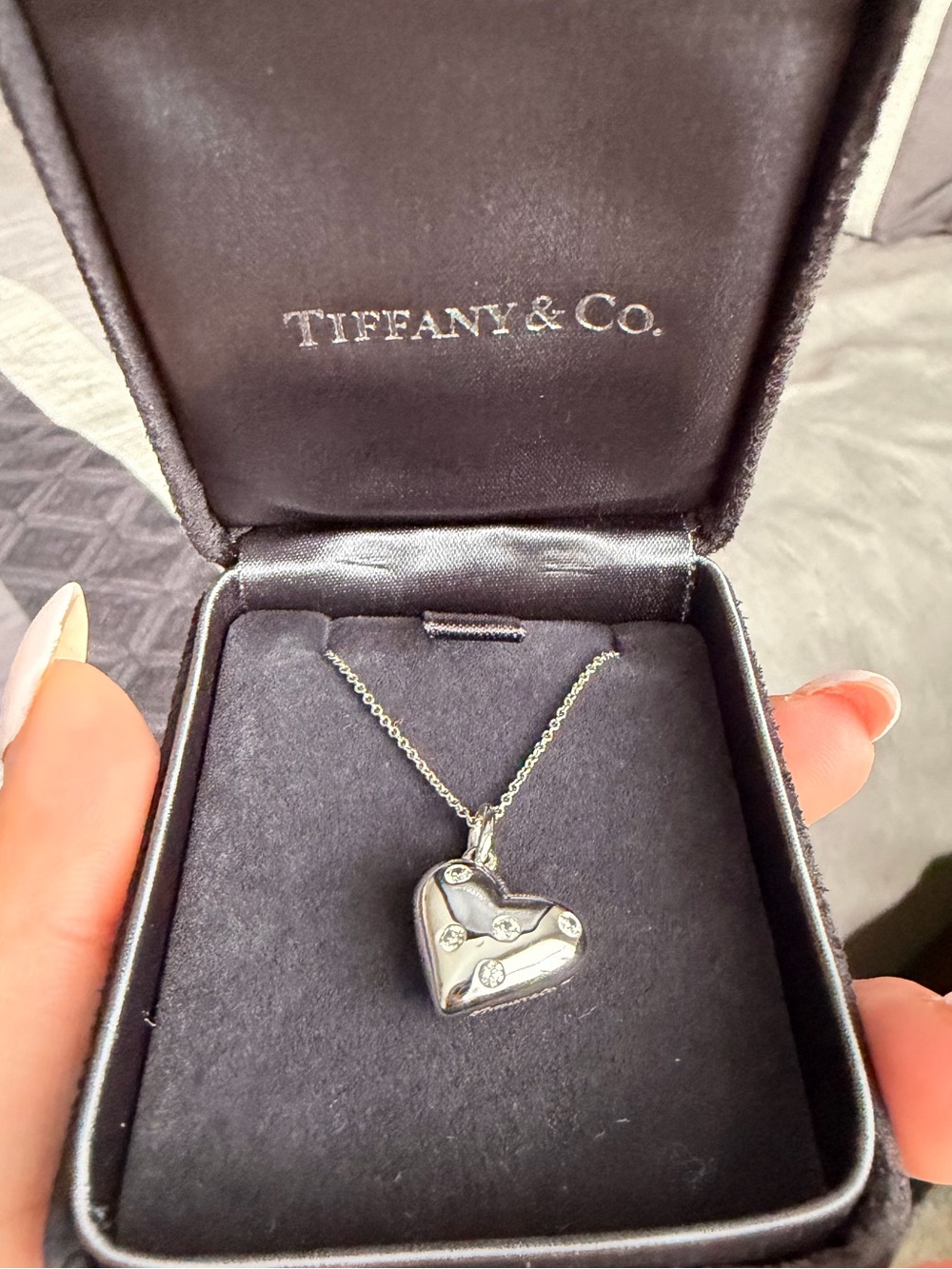 Tiffany & Co. Silver Heart Pendant Necklace with Accent Stones